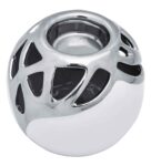 Leafy Round Votive White & Silver