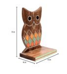 Brown Mango Wood Wooden Owl (Set Of 2) Bookend