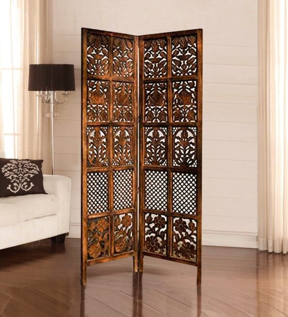 Solid Wood Horus Room Divider In Brown Colour