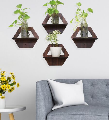 MDF Wood (Set of 4) Floating Wall Shelve