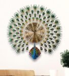 Blue Metal Peacock Style Wall Clock