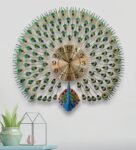 Blue Metal Peacock Wall Clock