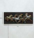 Iron And Mdf Wood 7 Horse In Frame Wall Art In Brown