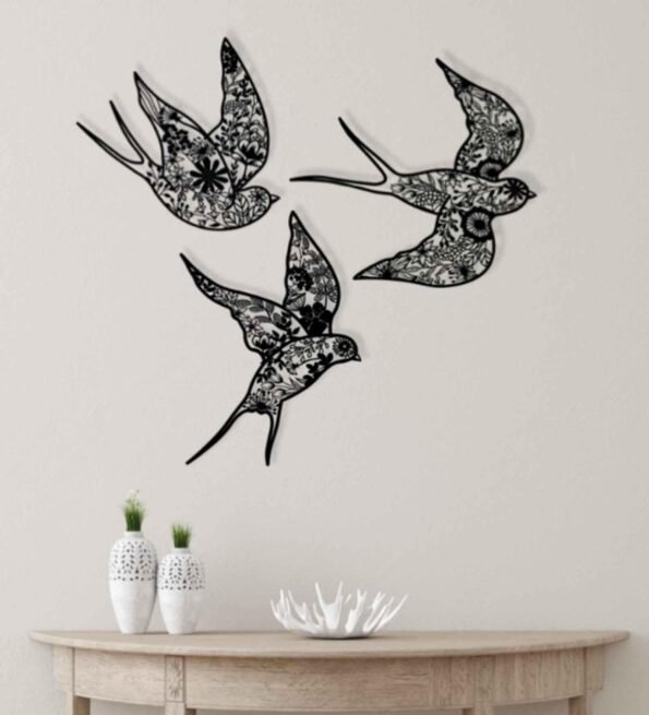 Metal Decorative Flock of Birds Wall Art