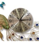 Gold Metal Peacock Design Wall Clock