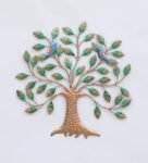 Metal Multicolour Hand Painted Tree With Birds Wall Art