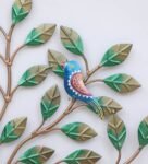 Metal Multicolour Hand Painted Tree With Birds Wall Art
