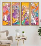 Agnes Multicolour Canvas Framed Abstract Art Panel Set of 4