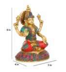 Multicolour Brass 8 Inches Brass Goddess Laxmi Idol