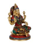 Multicolour Brass 9.5 Inches Goddess Laxmi Idol