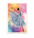 Dancing Girl Multicolour Canvas Teakwood And MDF Framed Abstract Art Print