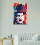 Charlie Chaplin Multicolour Canvas Teakwood And MDF Framed People and Places Art Print