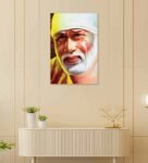 Sai Baba Multicolour Canvas Teakwood And MDF Framed Spiritual Art Print
