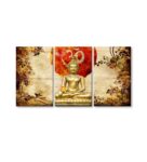 Advanced Multicolour Cotton Canvas Framed Spiritual Art Panel Set of 3