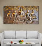 Art Multicolour Cotton Canvas Framed Spiritual Art Panel Set of 3