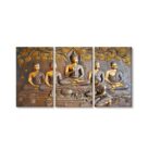 Art Multicolour Cotton Canvas Framed Spiritual Art Panel Set of 3