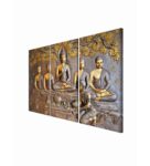 Art Multicolour Cotton Canvas Framed Spiritual Art Panel Set of 3