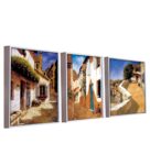 Commercial Multicolour Cotton Canvas Framed People & Places Art Panel Set of 3