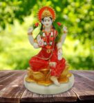 Multicolour Marble Handpainted Goddess Mata Laxmi Idol