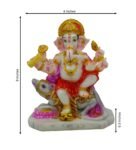 Multicolour Marble Handpainted Lord Ganpati with Moshak Idol