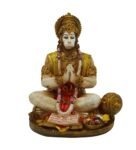 Multicolour Marble Handpainted Lord Hanuman Dhyan Idol