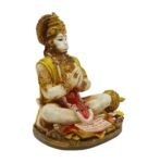 Multicolour Marble Handpainted Lord Hanuman Dhyan Idol
