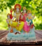 Multicolour Marble Handpainted Shiva Family Idol