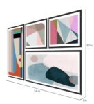 Animationist Multicolour MDF Framed Abstract Art Print Set of 4
