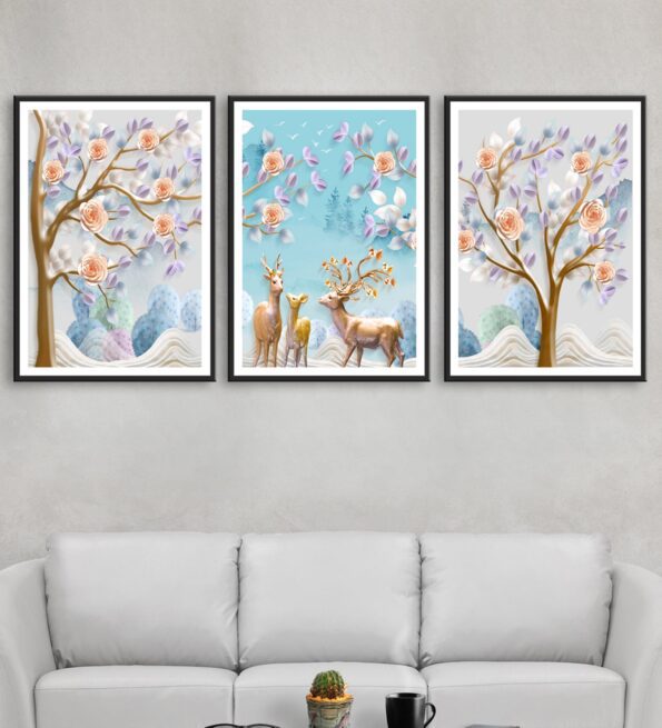 Artistic Multicolour MDF Framed Wildlife Art Panel