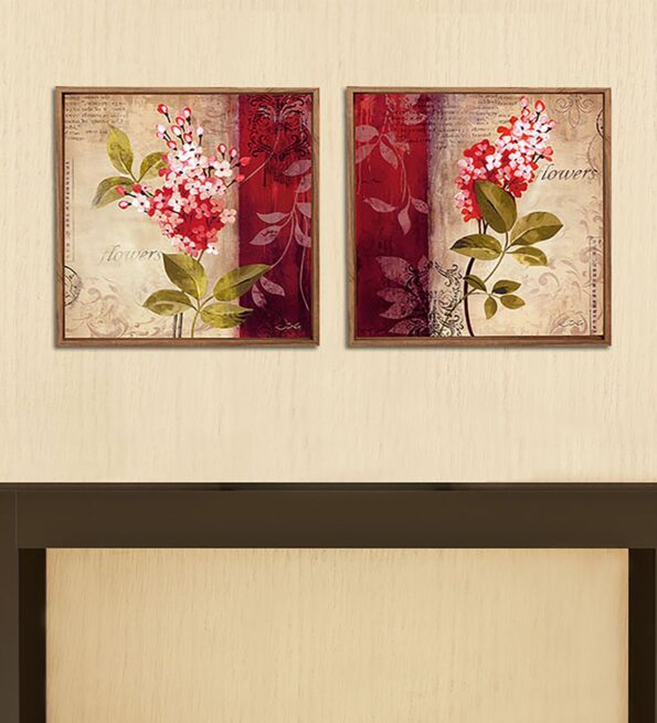 Multicolour Wood & Canvas Floral Art Prints