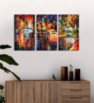 Multicolour Wood Framed Landscape Art Panel Set of 3