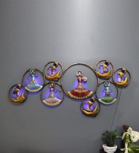 Iron Musician Wall Art With Led In Multicolour