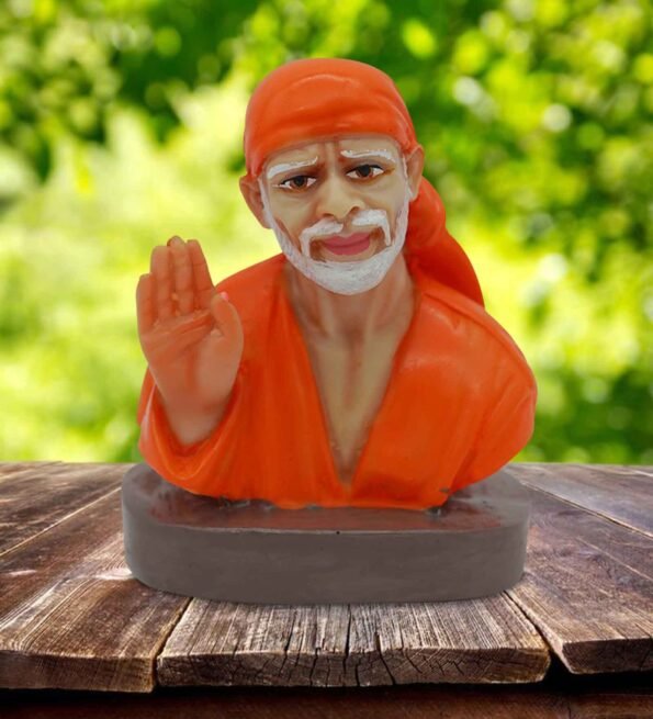 Orange Marble Handpainted Dwarka Sai Bab Idol