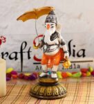 Orange Marble Look Hindu God Shri Ganesha Statue