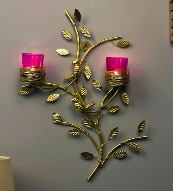 Golden Steel Zyva Wall Candle Holder