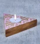 Pink Wood Traingle Shape Tea Light Holder