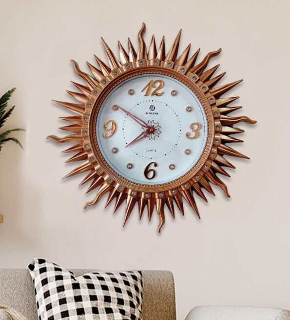 Brown Polypropylene Sun Modern Wall Clock