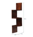 Sheesham Wood Zigzag Corner Wall Shelf in Provincial Teak Finish