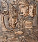 Radha Krishna Abstract Relief Wall Mural In Bronze