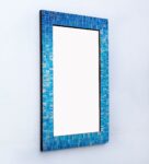 Blue Engineered Wood Artistic Wall Mirror