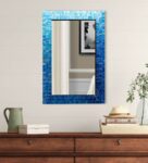 Blue Engineered Wood Artistic Wall Mirror