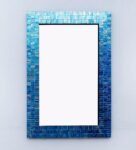 Blue Engineered Wood Artistic Wall Mirror