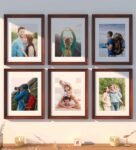 Red Sythetic Wood Earth Wall Collage Set of 6 Photo Frames