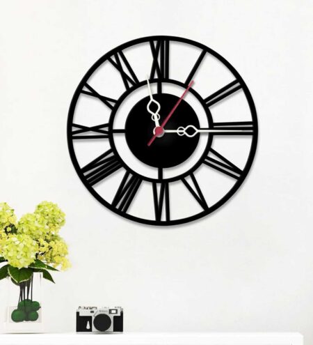 Black MDF Roman Number Modern Wall Clock