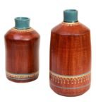 Rustic Madhubani (Set Of 2) Red Terracotta Table Vase