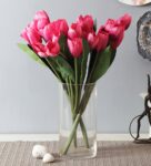 Dark Pink 9 Branch Artificial Decorative Tulip Flower Bunche Set of 3