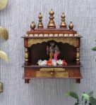 Copper Sheesham Wood & MDF Pooja Mandir Without Door