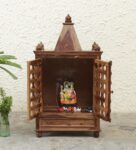 Sheesham Wood Pooja Mandir With Designer Door In Natural Finish