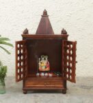 Sheesham Wood Mandir With Door In Natural Finish