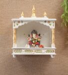 Sheesham Wood Wall Mounted 3 Dome Mandir In White